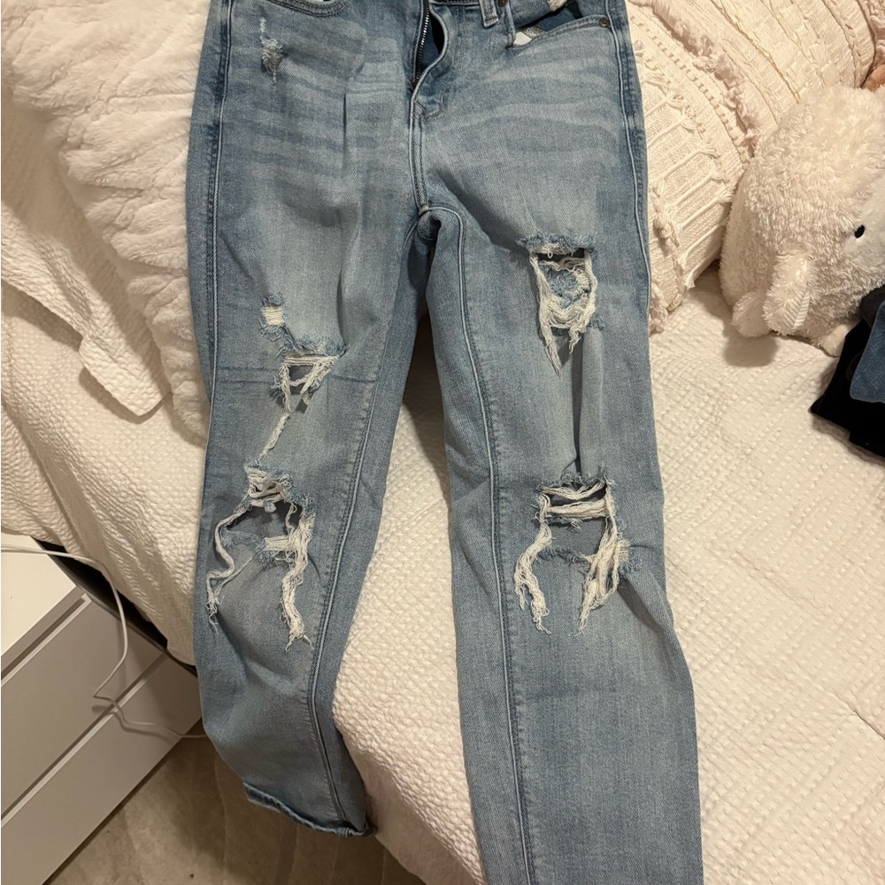 Eunina Light Blue Distressed Straight Leg Jeans